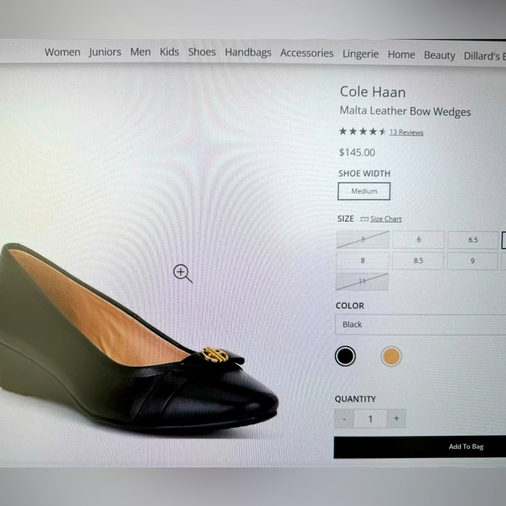 Cole Haan Malta Leather Bow Wedges